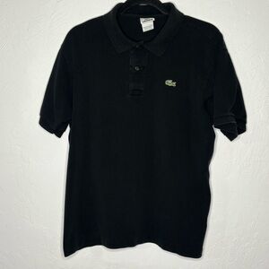 Lacoste Mens Polo Shirt Size 6 (US L) Black Short‎ Sleeve Preppy Classic